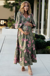 Lonna Dress | Olive + Fuschia Floral - Baltic Born